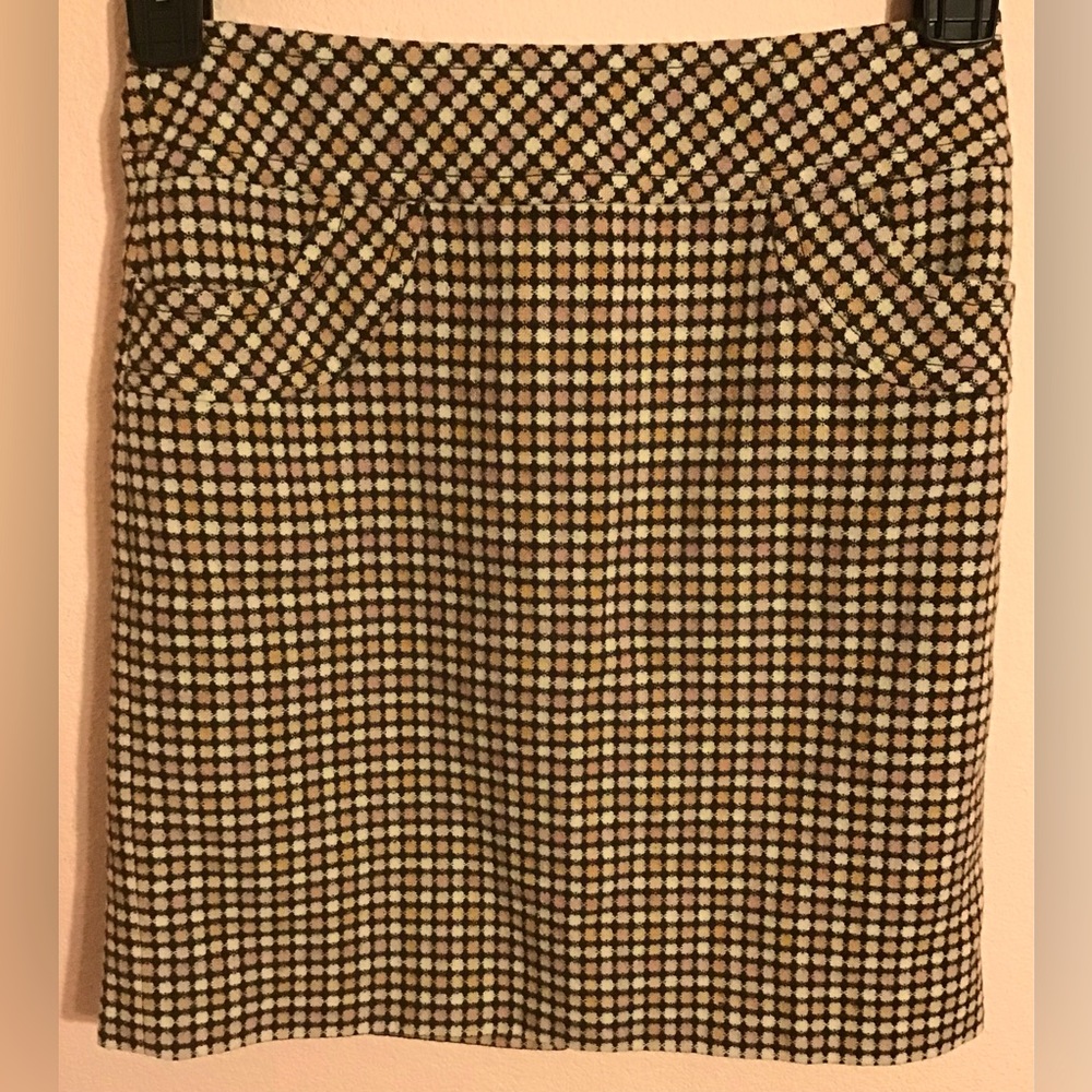 Ann Taylor Loft tan brown wool blend mini skirt size 0